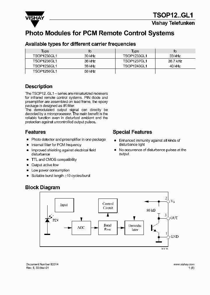 TSOP1233GL1_4155923.PDF Datasheet