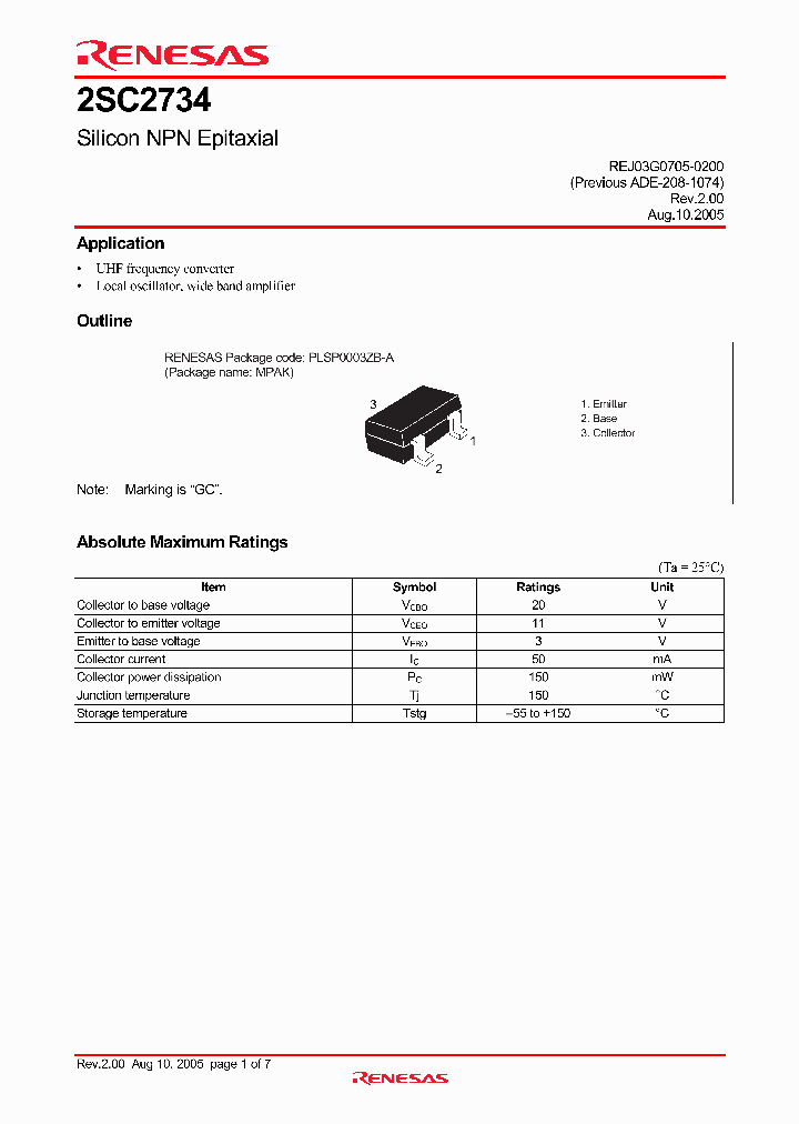 2SC2734GTL-E_4255300.PDF Datasheet