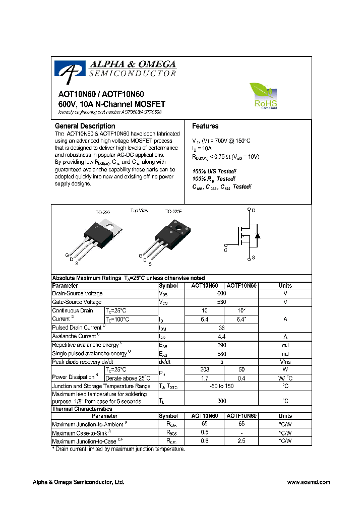 AOT10N60_4314162.PDF Datasheet