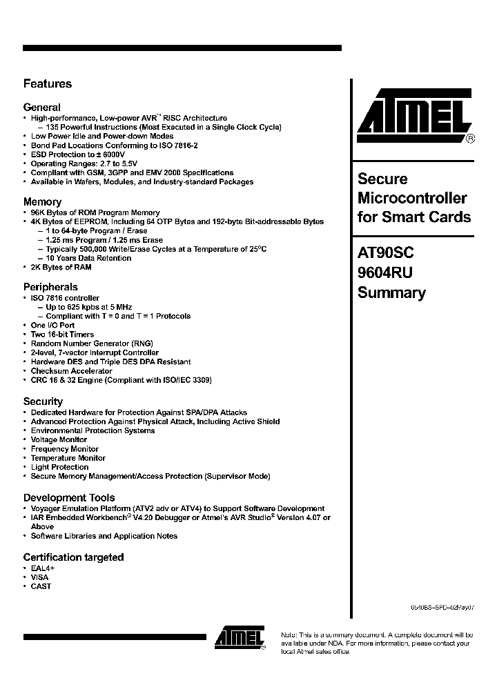 AT90SC9604RU_4304161.PDF Datasheet