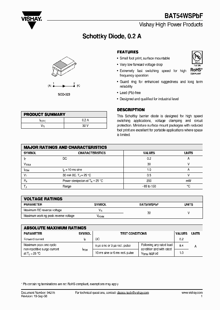 BAT54WSPBF_4417507.PDF Datasheet