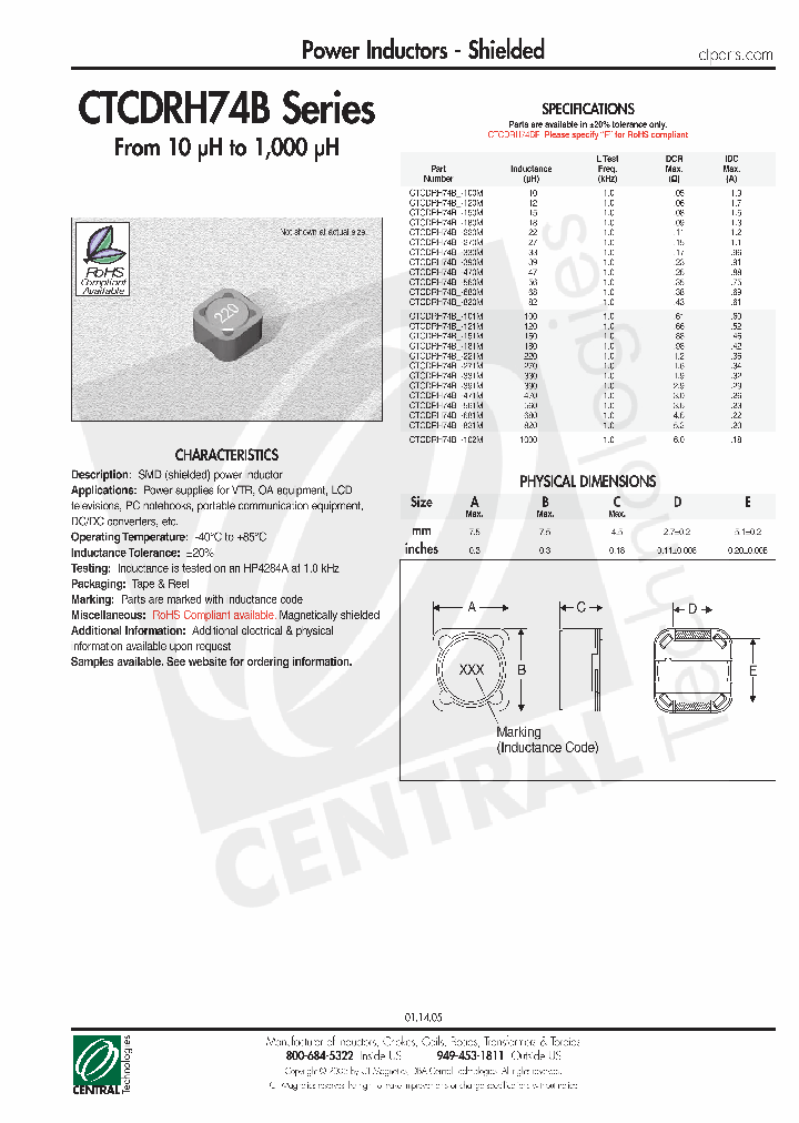 CTCDRH74B-100M_4450192.PDF Datasheet