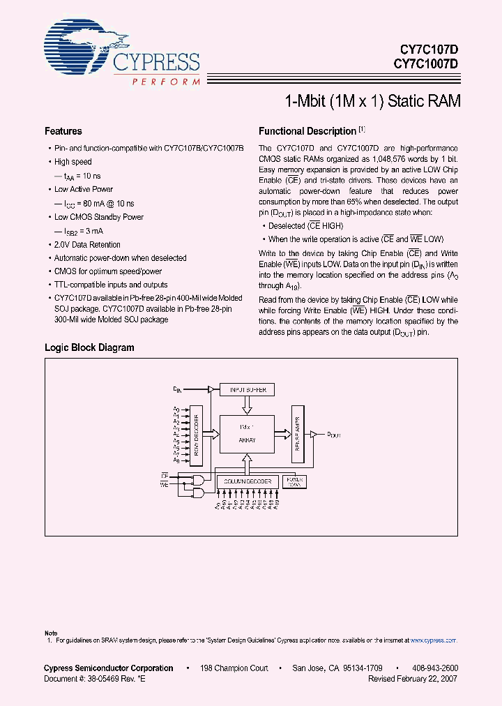 CY7C1007D-10VXI_4517255.PDF Datasheet