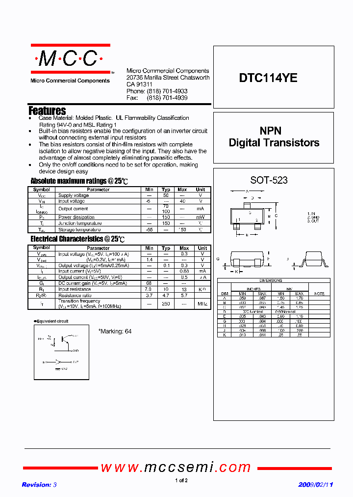 DTC114YE-TP_4864422.PDF Datasheet
