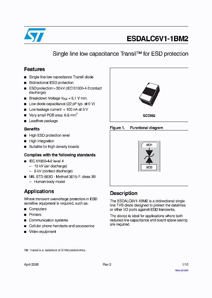 ESDALC6V1-1BM2_4219333.PDF Datasheet