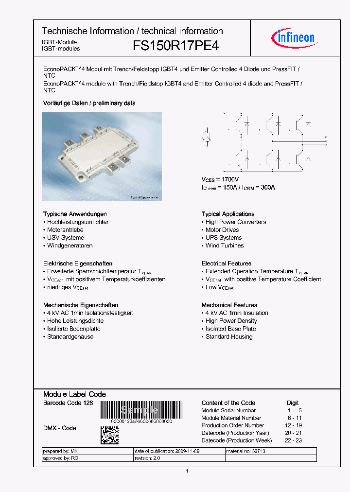 FS150R17PE4_4919366.PDF Datasheet