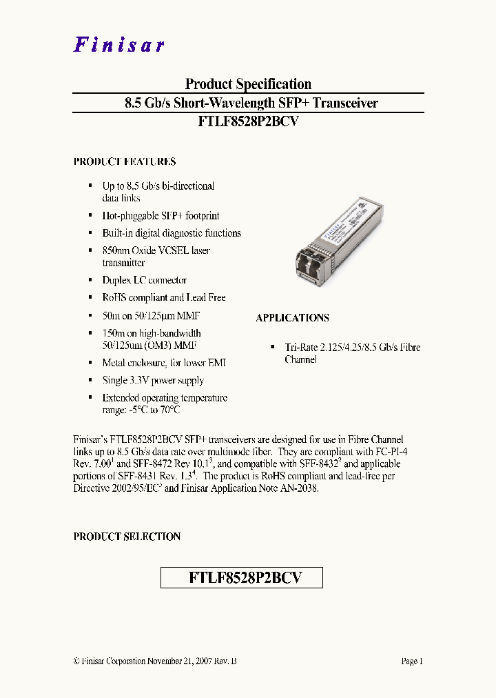 FTLF8528P2BCV_4623447.PDF Datasheet