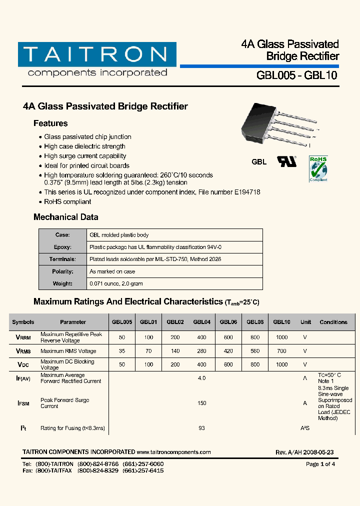 GBL10_4557781.PDF Datasheet