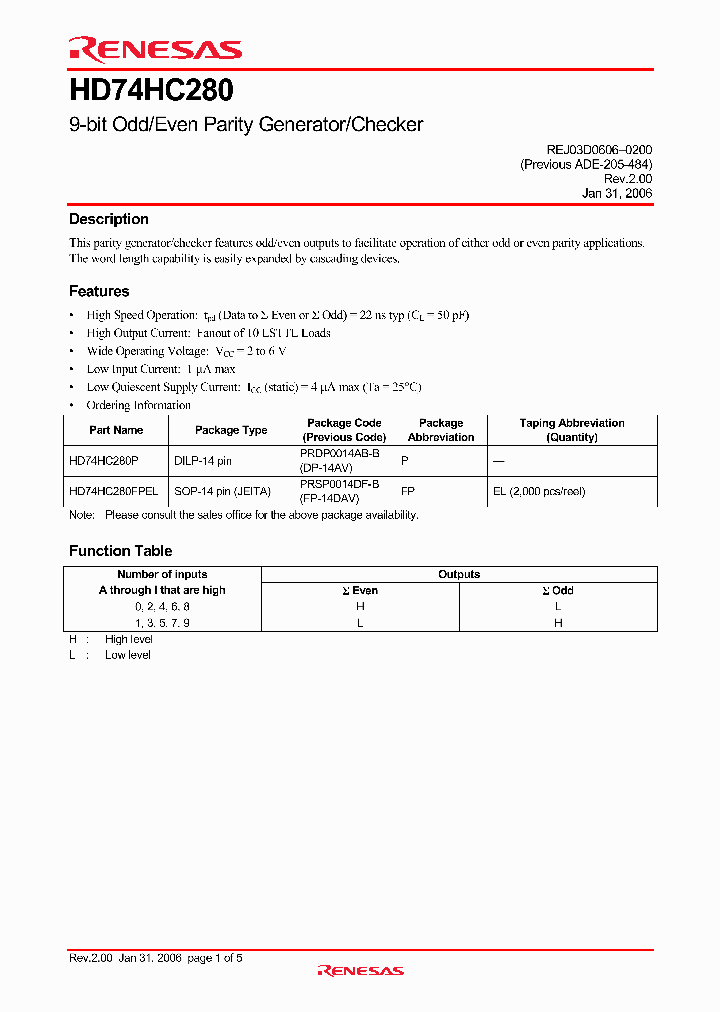 HD74HC280FPEL_4351719.PDF Datasheet