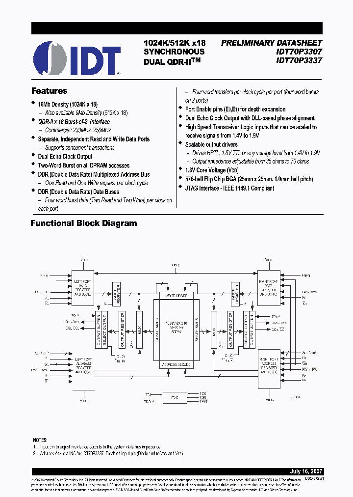 IDT70P3307S233RM_4881562.PDF Datasheet