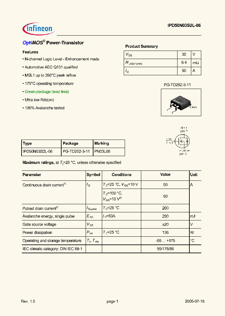 IPD50N03S2L-06_4664397.PDF Datasheet