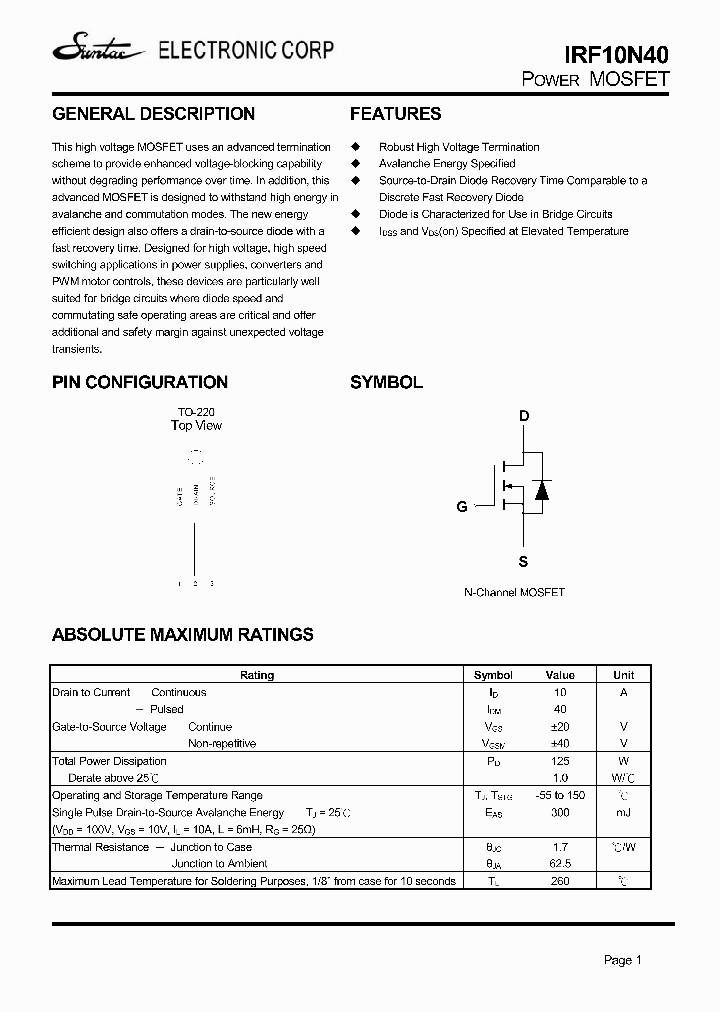 IRF10N40_4269860.PDF Datasheet