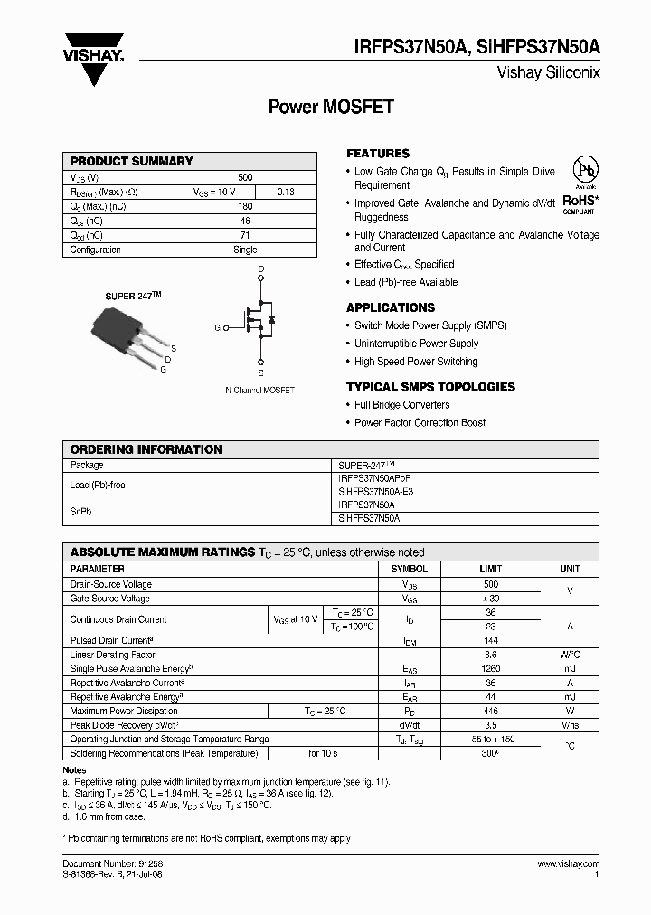 IRFPS37N50A_4371729.PDF Datasheet