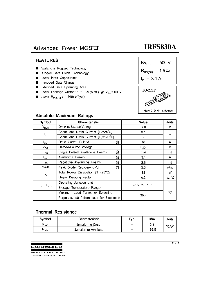 IRFS830A_4168053.PDF Datasheet