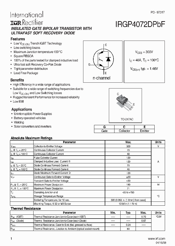IRGP4072DPBF_4373791.PDF Datasheet