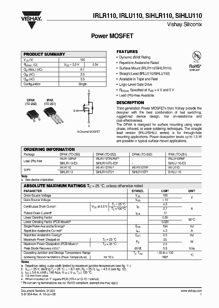 IRLR110_4254798.PDF Datasheet