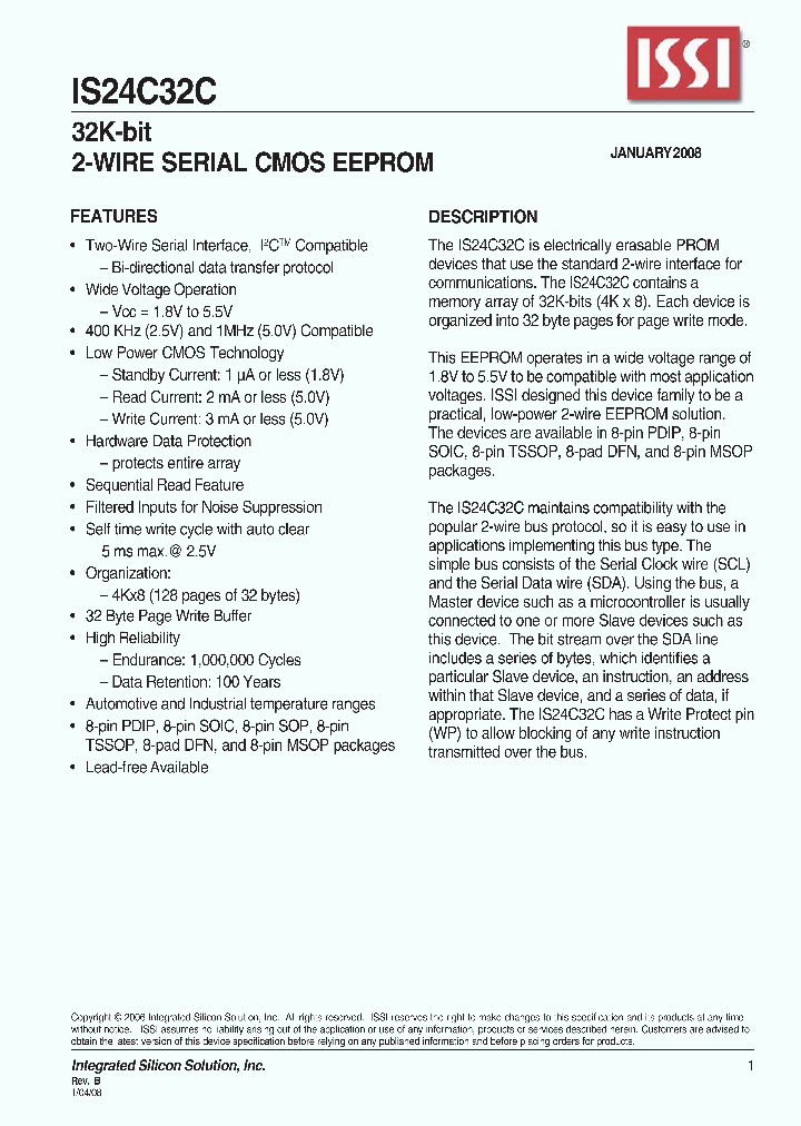 IS24C32C-2DLI_4372580.PDF Datasheet