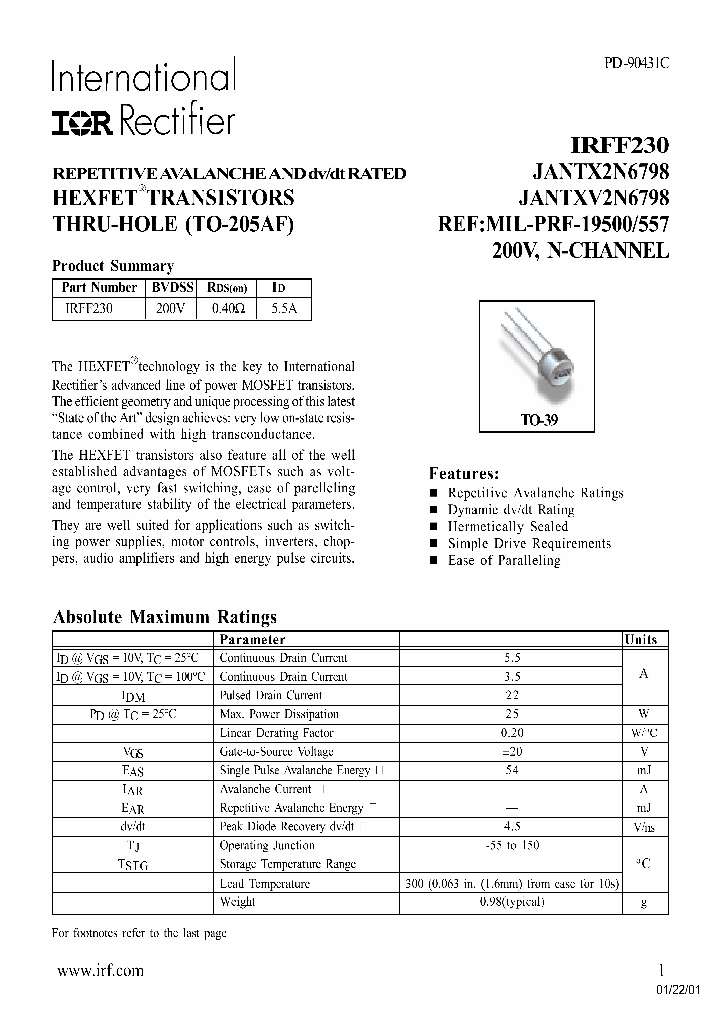 JANTX2N6798_4275373.PDF Datasheet