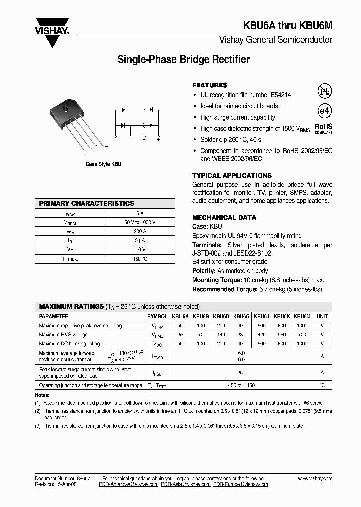 KBU6J-E451_4346487.PDF Datasheet