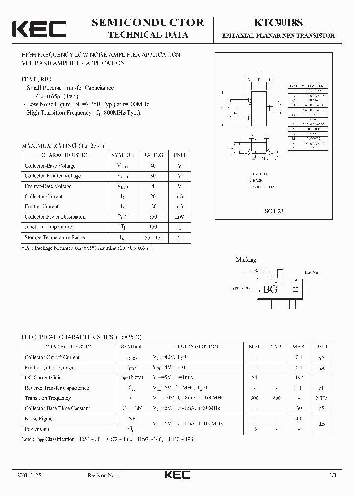 KTC9018S_4226158.PDF Datasheet