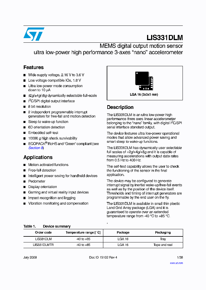 LIS331DLM_4902920.PDF Datasheet