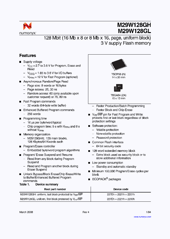 M29W128GL60N6E_4167545.PDF Datasheet