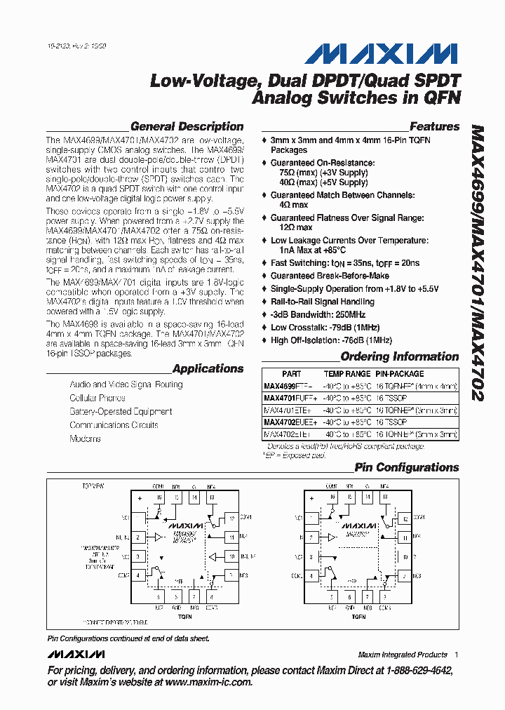 MAX4699ETE_4561034.PDF Datasheet