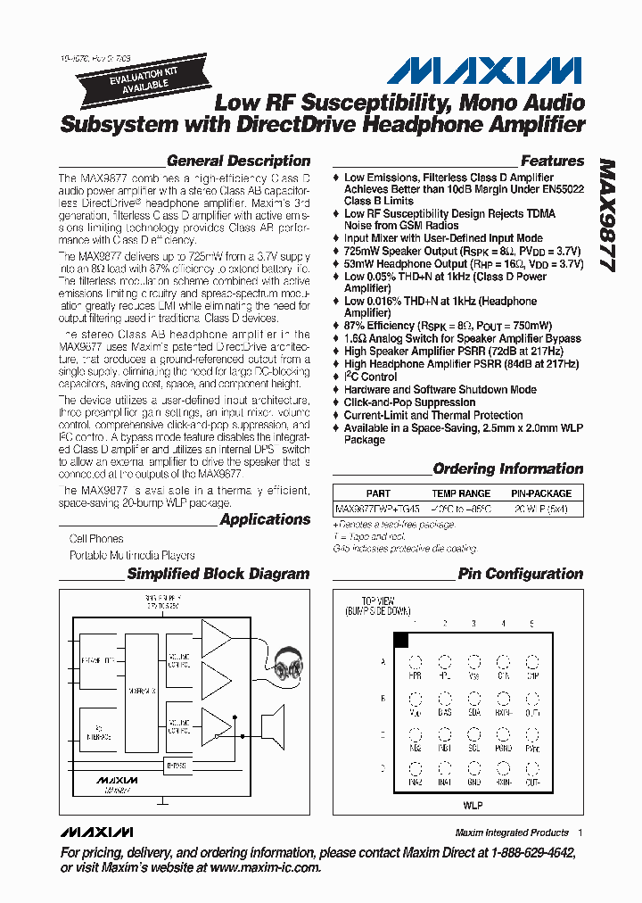 MAX9877EWPTG45_4304229.PDF Datasheet