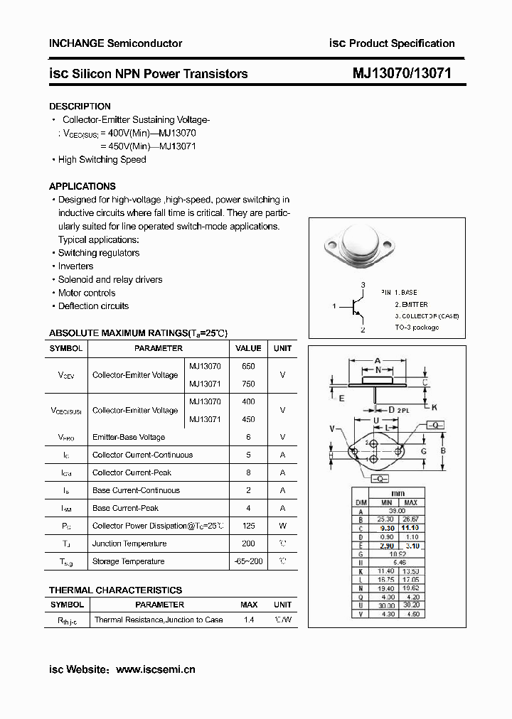 MJ13070_4287255.PDF Datasheet