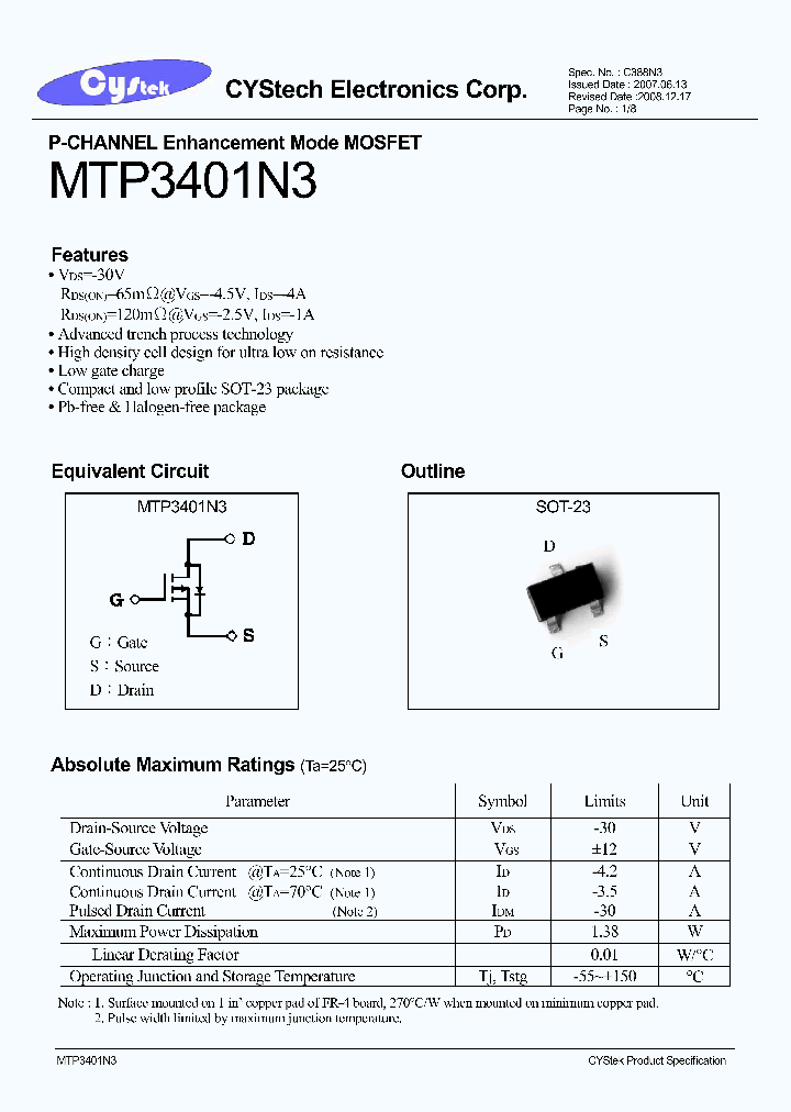 MTP3401N3_4602034.PDF Datasheet