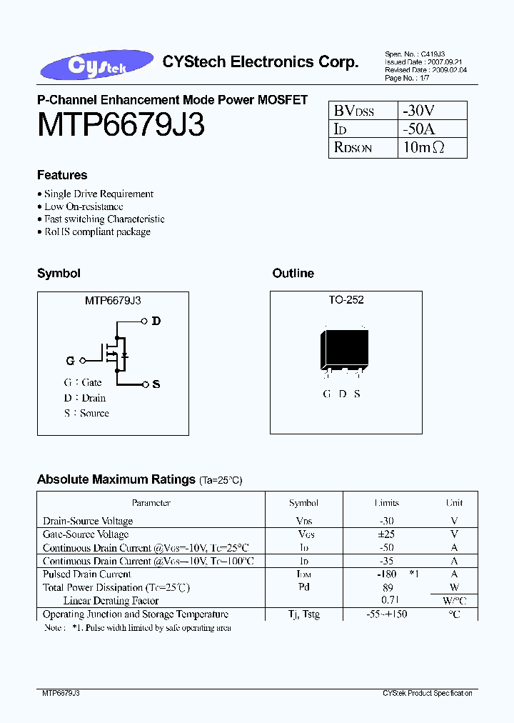 MTP6679J3_4548677.PDF Datasheet