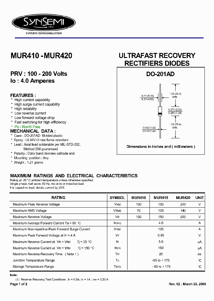 MUR410_4520007.PDF Datasheet