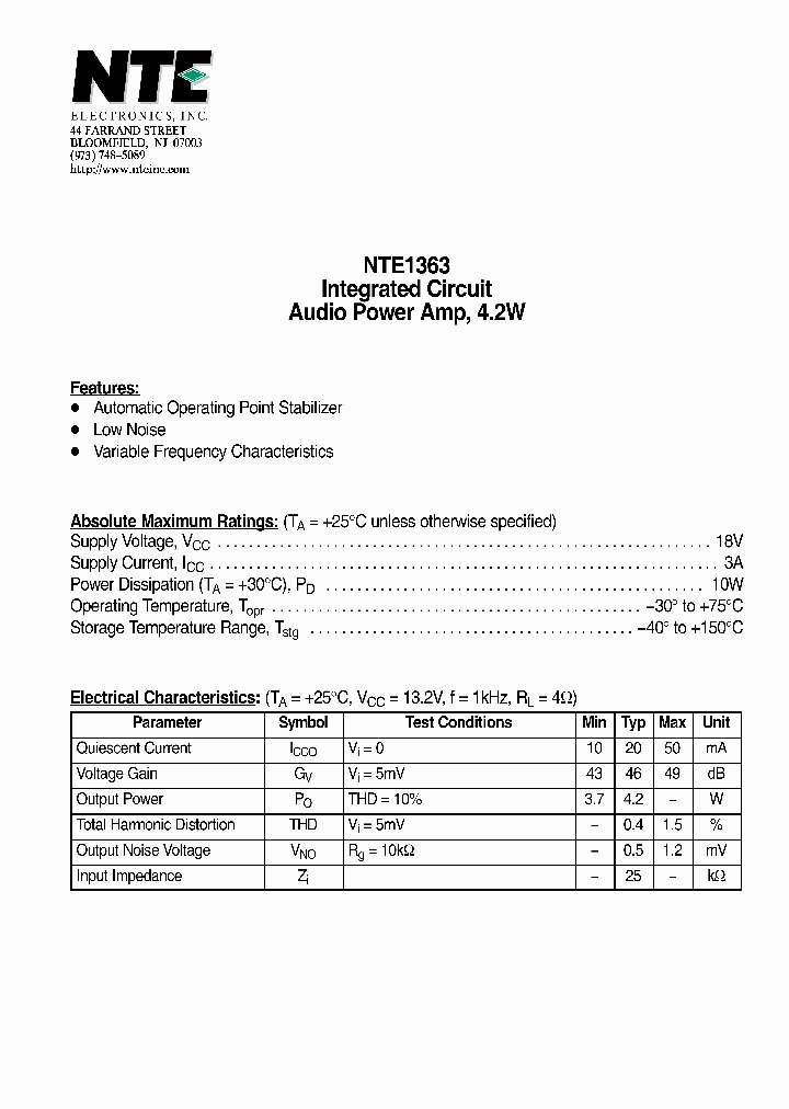 NTE1363_4336123.PDF Datasheet