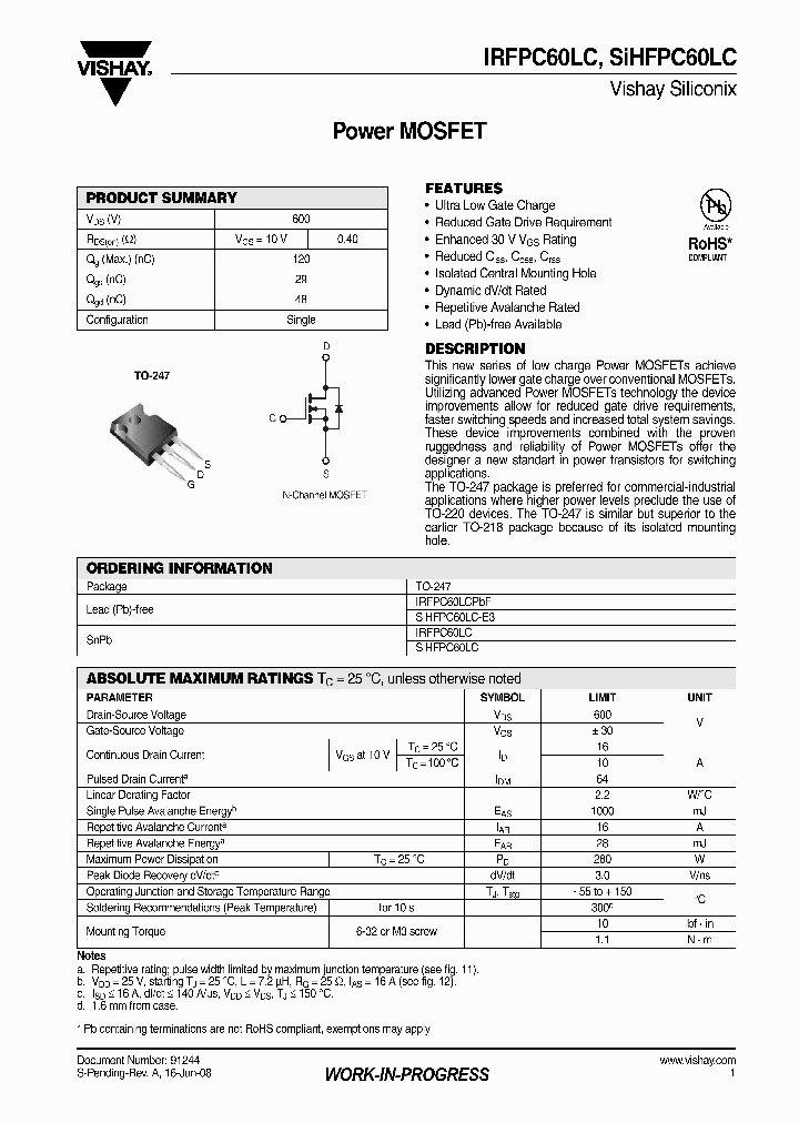 SIHFPC60LC-E3_4786197.PDF Datasheet