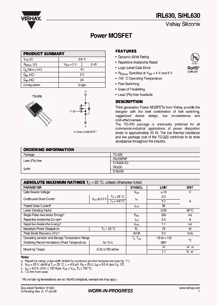 SIHL630-E3_4278370.PDF Datasheet