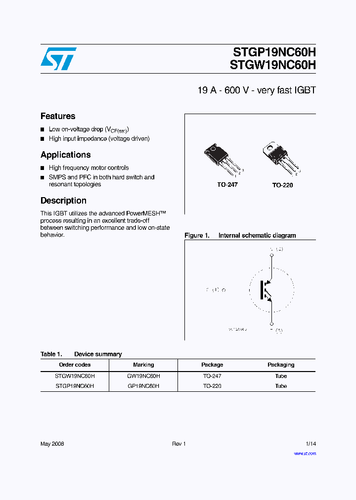 STGP19NC60H_4581700.PDF Datasheet