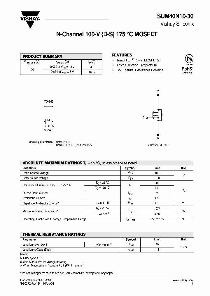 SUM40N10-30_4254140.PDF Datasheet