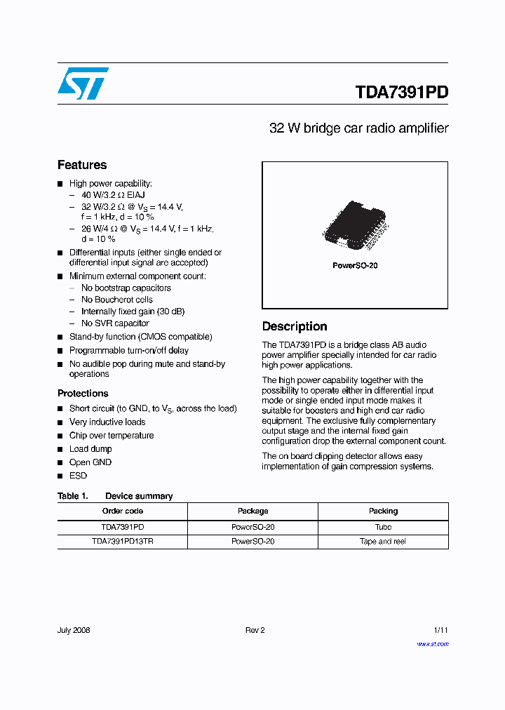 TDA7391PD13TR_4275506.PDF Datasheet