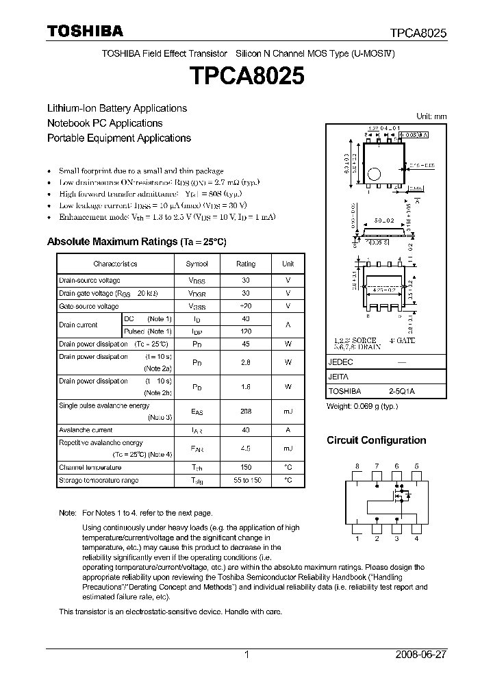 TPCA8025_4556144.PDF Datasheet