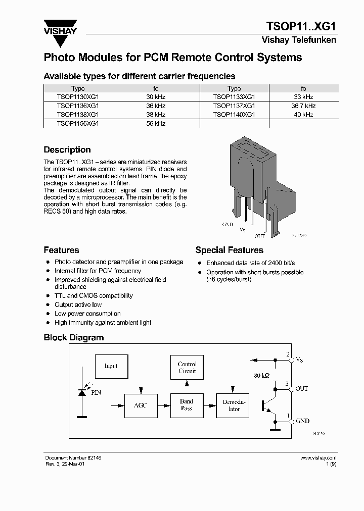 TSOP1140XG1_4693300.PDF Datasheet