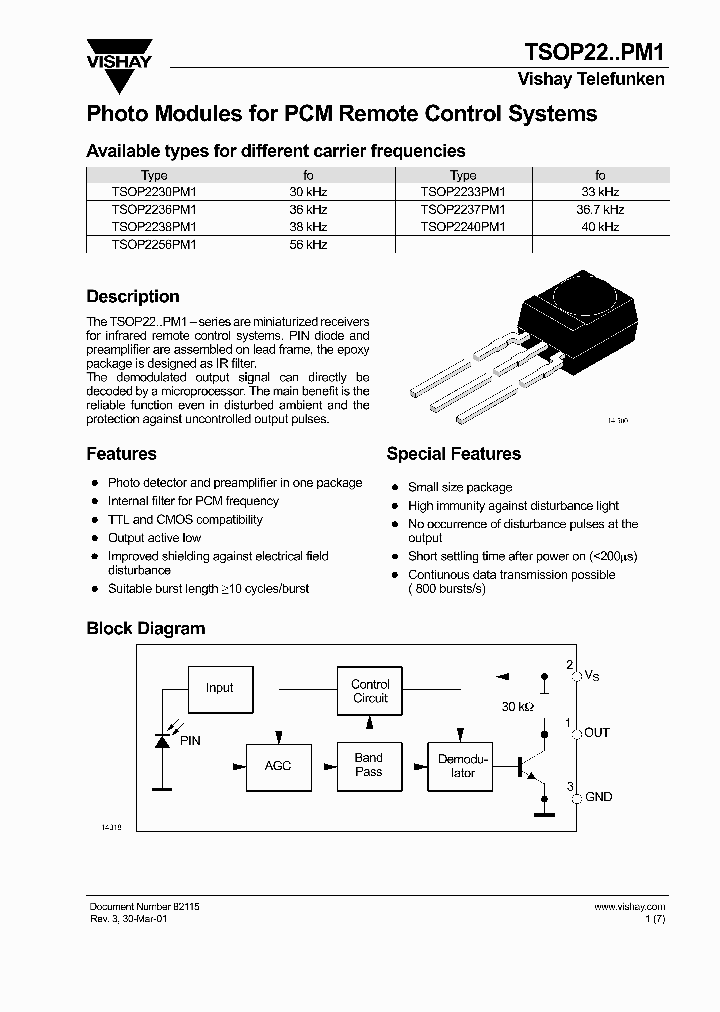 TSOP2230PM1_4577400.PDF Datasheet