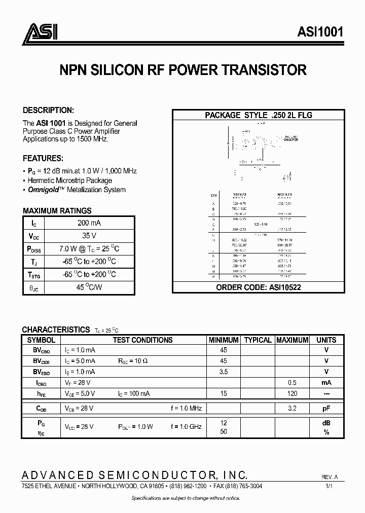 ASI1001_974770.PDF Datasheet