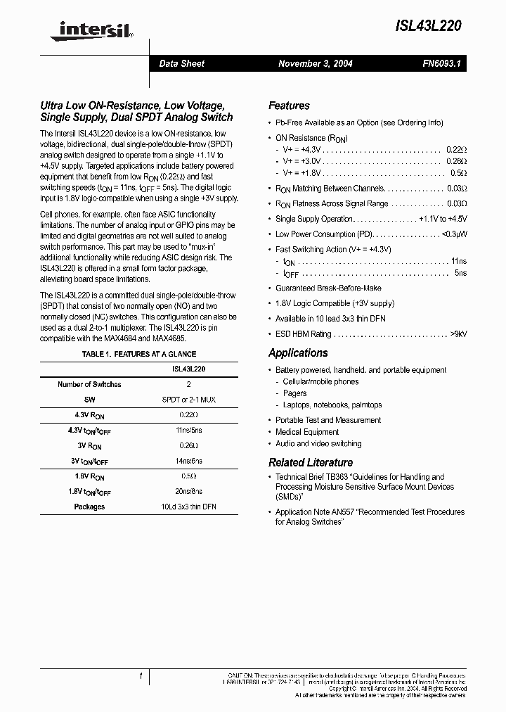 ISL43L220_987523.PDF Datasheet