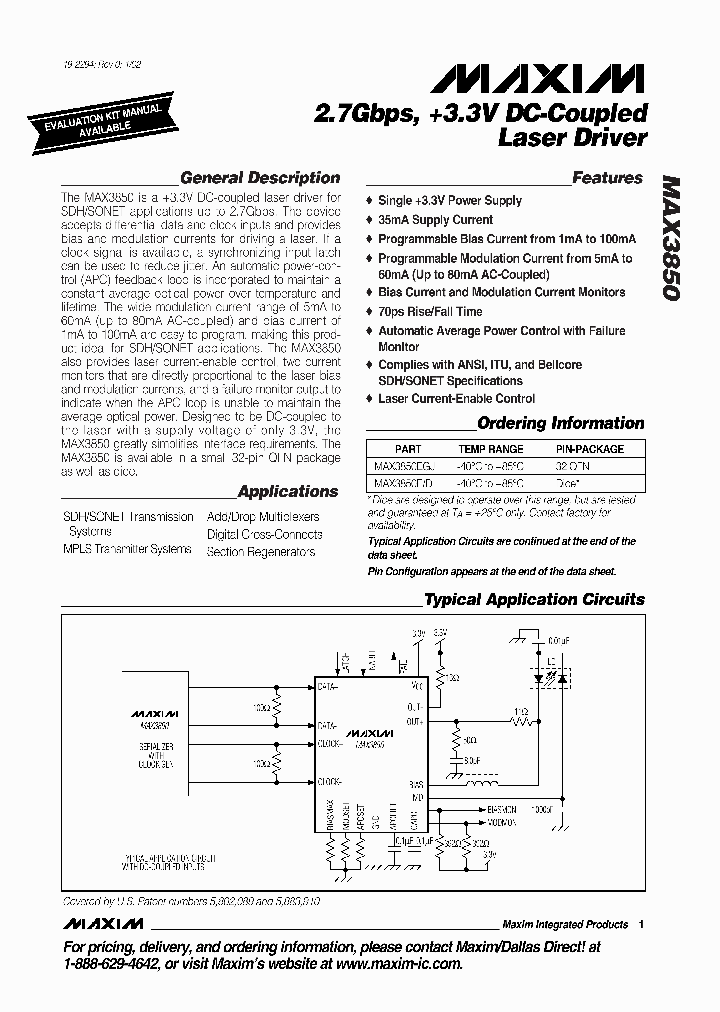 MAX3850_990356.PDF Datasheet