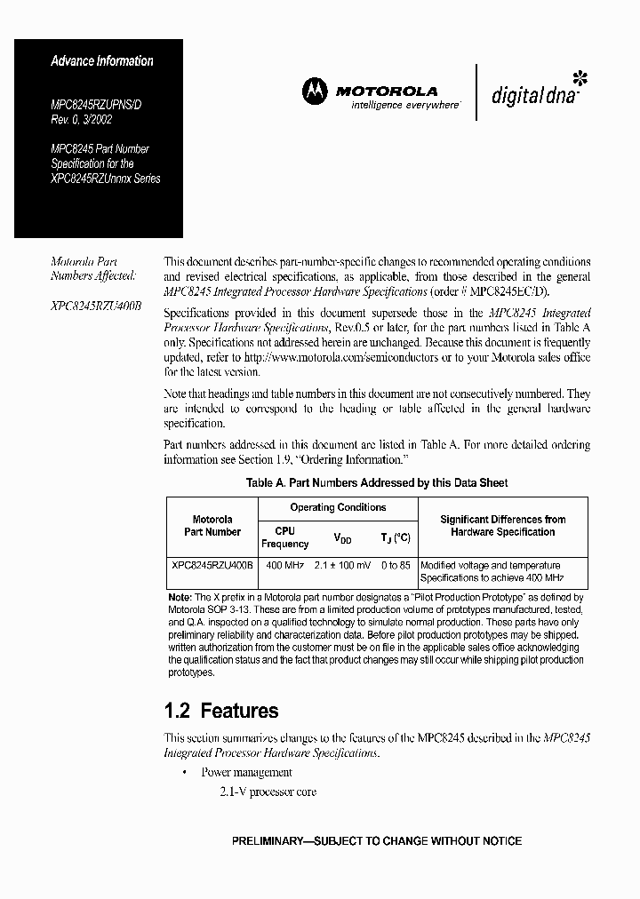 MPC8245RZUPNS_991813.PDF Datasheet
