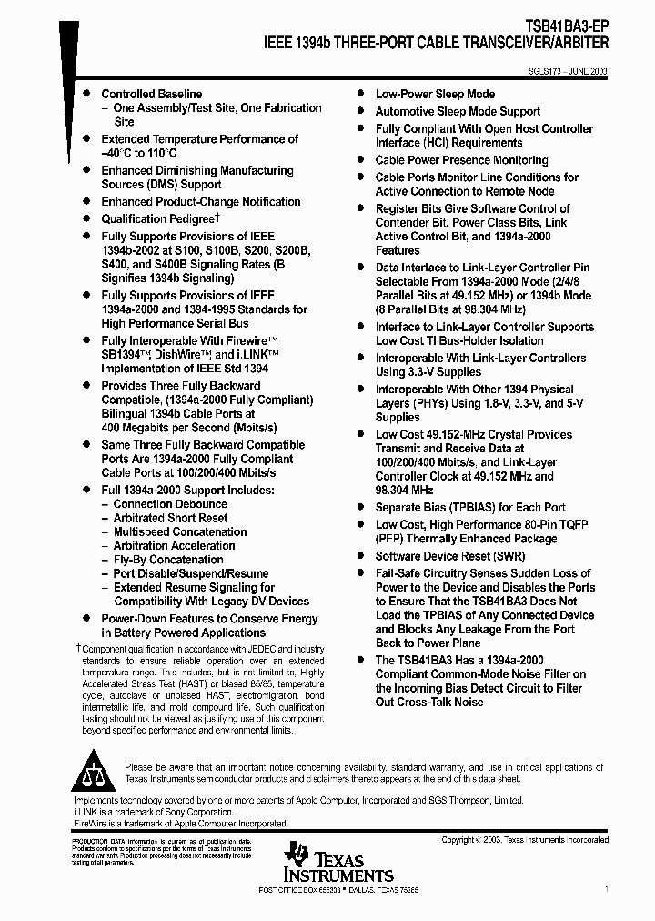 TSB41BA3-EP_1006215.PDF Datasheet