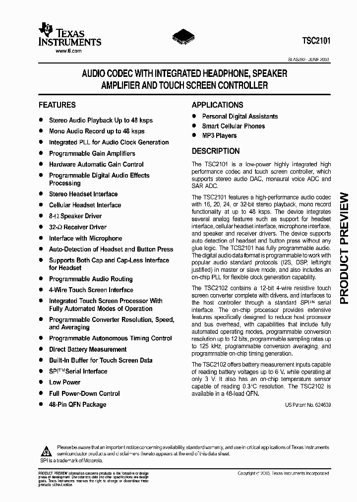 TSC2101_1006230.PDF Datasheet