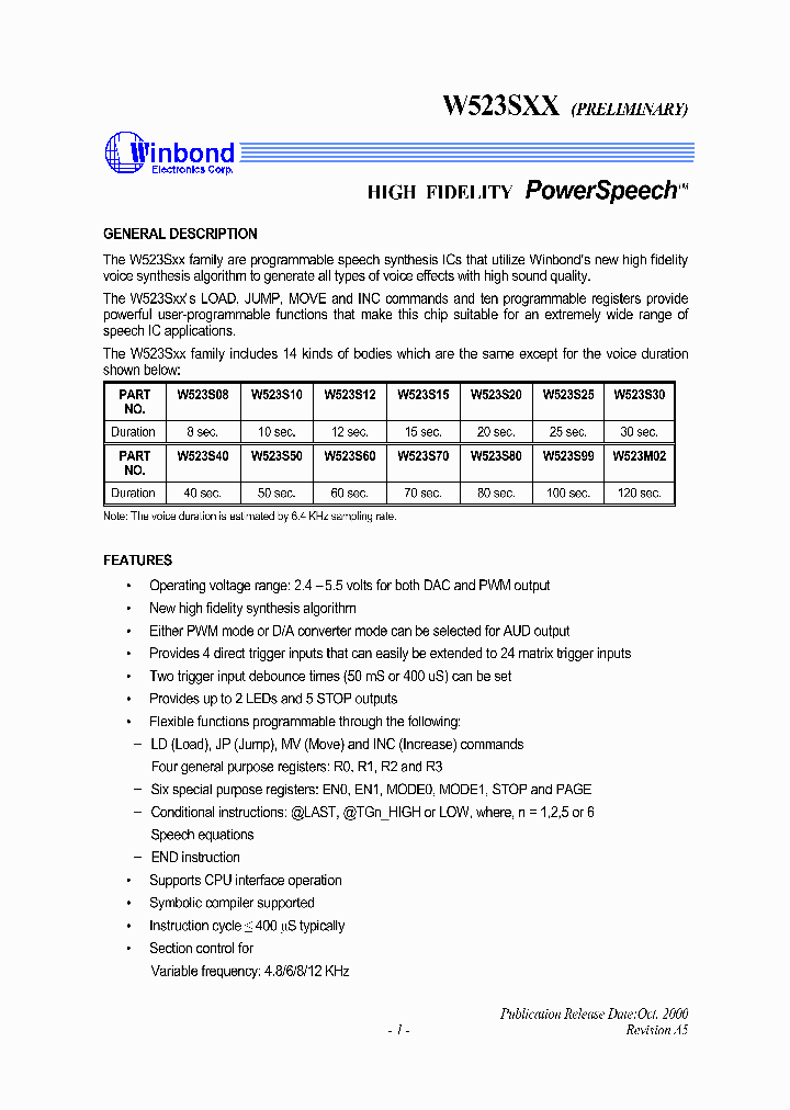 W523XXX_1007336.PDF Datasheet