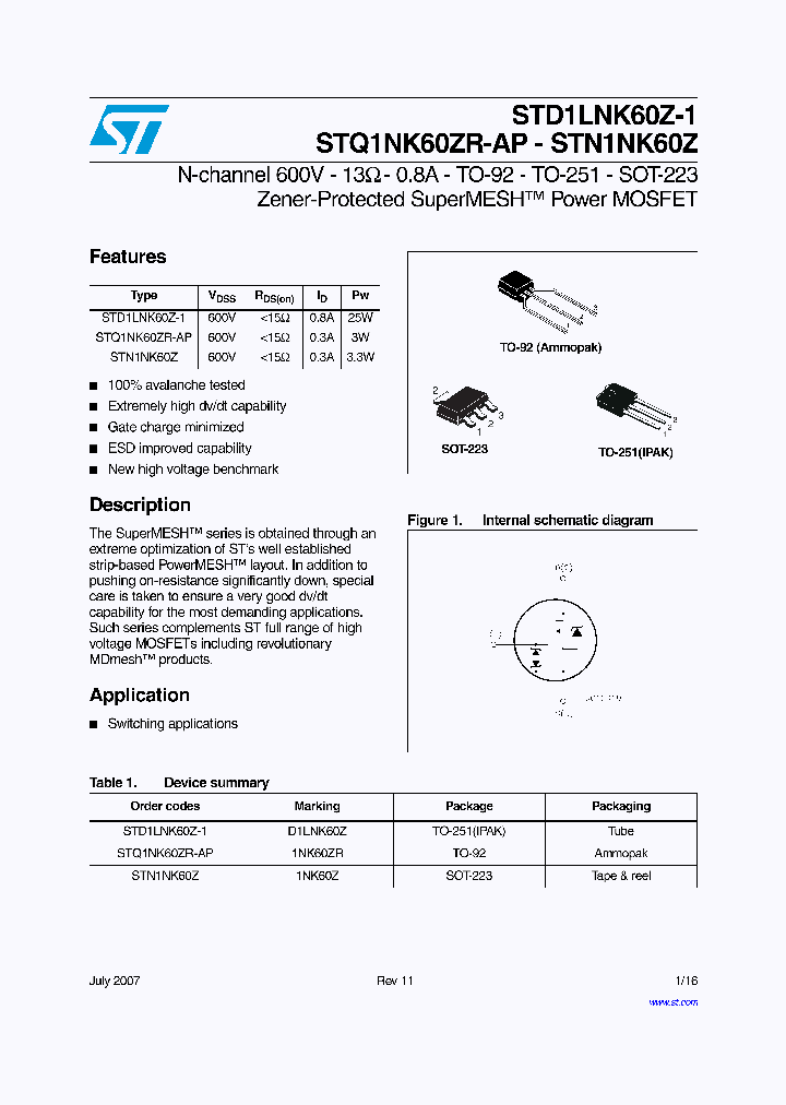 STD1LNK60Z-1_4935438.PDF Datasheet