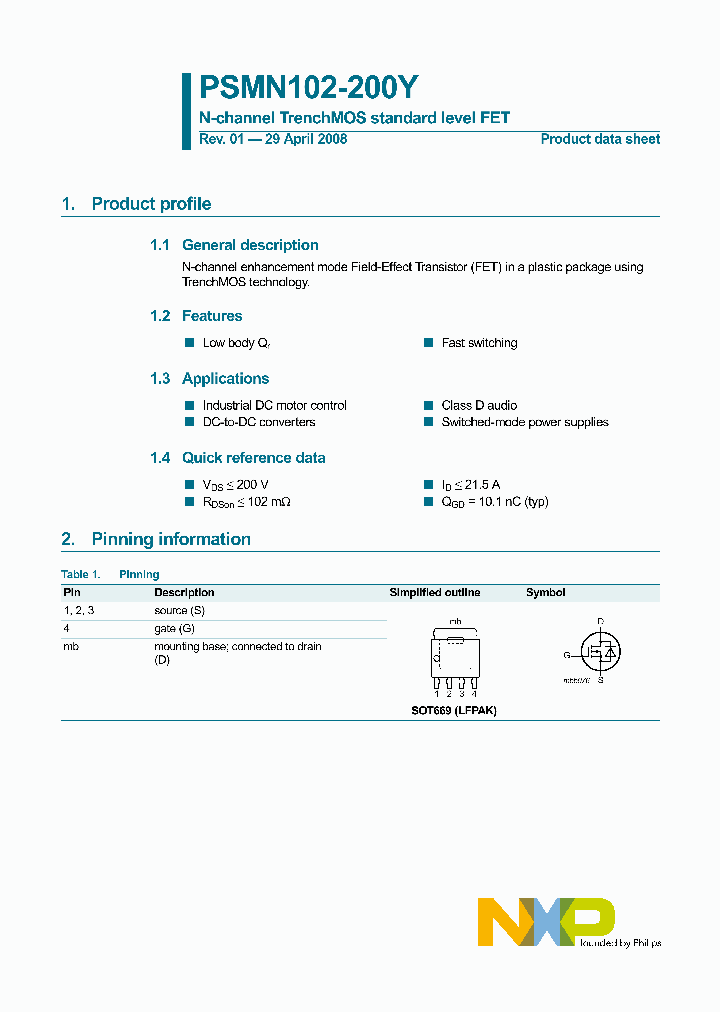 PSMN102-200Y_4965399.PDF Datasheet